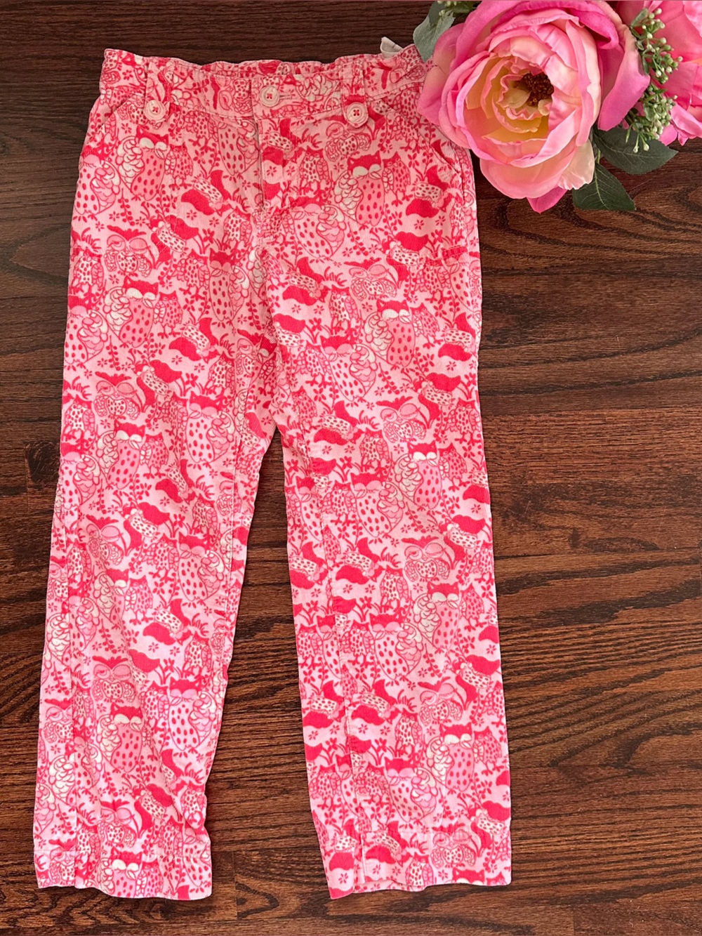 Lilly Pulitzer owl print corduroy pants, size 6